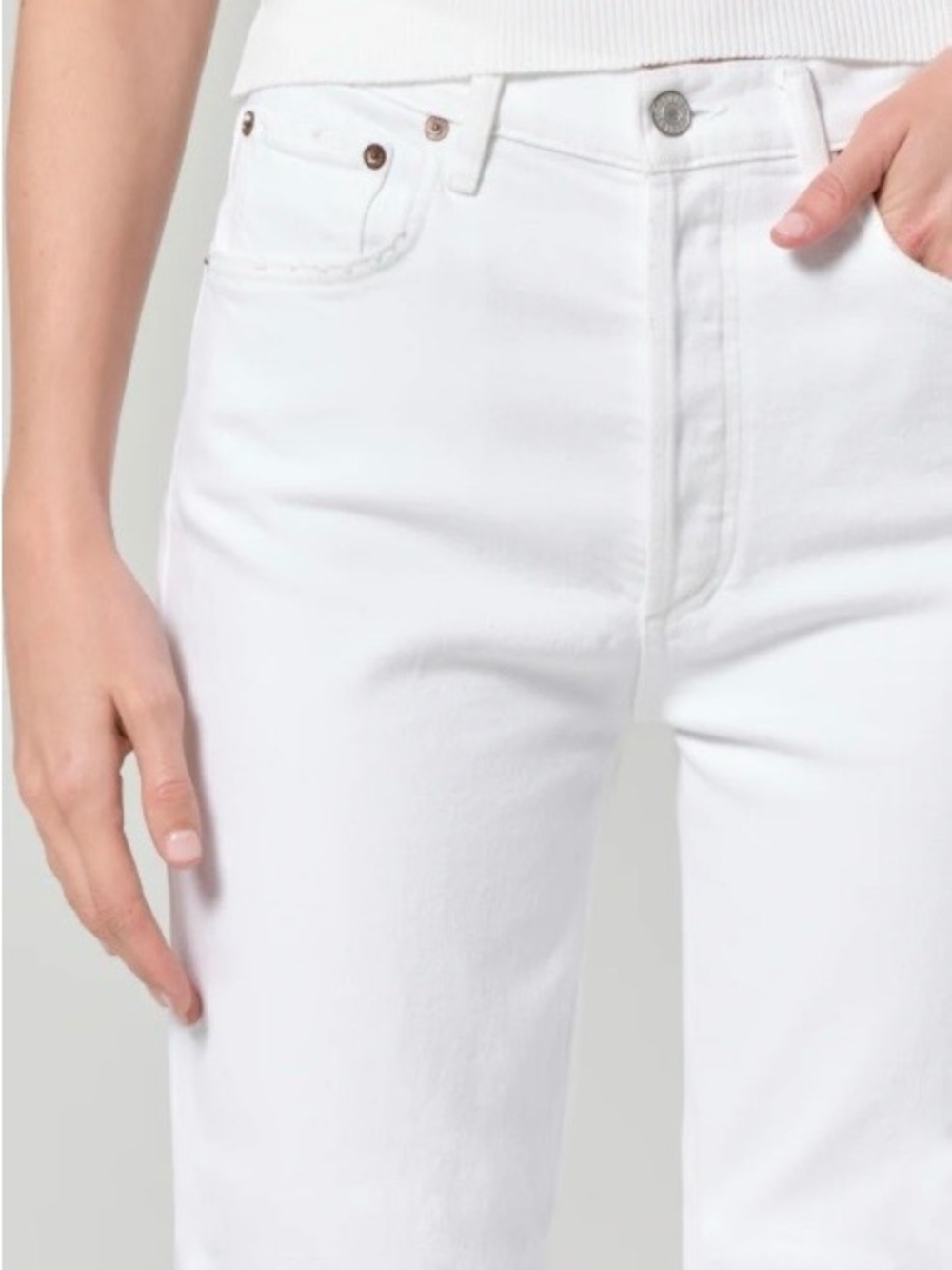 #205- NEW Agolde Riley High Rise White Straight Crop - Comfort Stretch Jeans - Picture 6 of 15